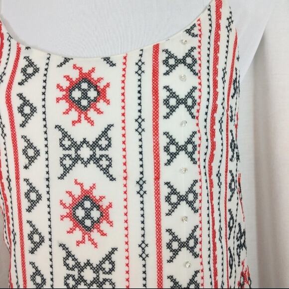 Sam Edelman Cross Stitch Red White Blue Embellished Slip Dress Size Medium NWT - Picture 4 of 9